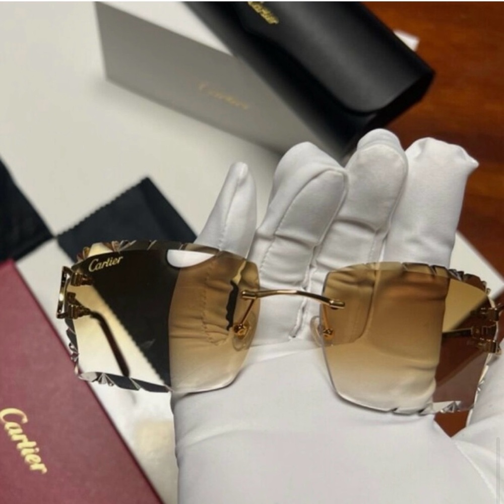 Cartier Gold Luxury Sunglasses with Gradient Lenses